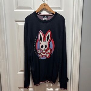 Psycho Bunny Blue Crewneck Sweater with Edgy Design New without the tag